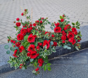 Tombstone decoration with red roses - composition + bouquet