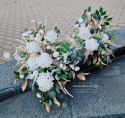 Tombstone decoration with white hydrangea- composition + bouquet