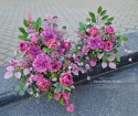 Tombstone decoration with purple peonia and rose - composition + bouquet