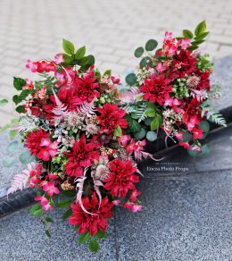 Décoration funéraire avec dahlias - Composition + Bouquet