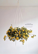 Hanging wreath/candle holder with ribbons - Lemon