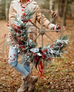 Drewniane koło świąteczne 60/80 cm