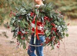 Świąteczny wianek asymetryczny - 90 cm