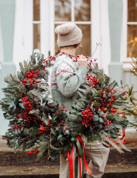 Couronne de Noël asymétrique - 90 cm