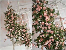 Set of rose branches - MAUVE PINK - 150 cm + 120 cm