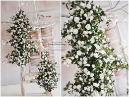 Set of rose branches - WHITE - 150 cm + 120 cm