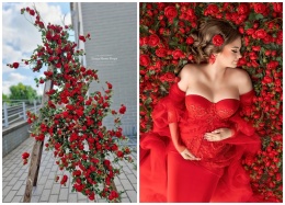 Rose branch - RED - 200 cm