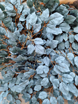 Plastic branch of rose leaves - denim green - 180 cm